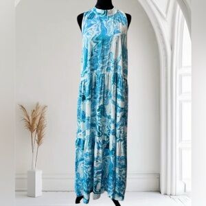 Resume Tony Watercolour Maxi Dress Halter Neck Sleeveless Tie Back Boho